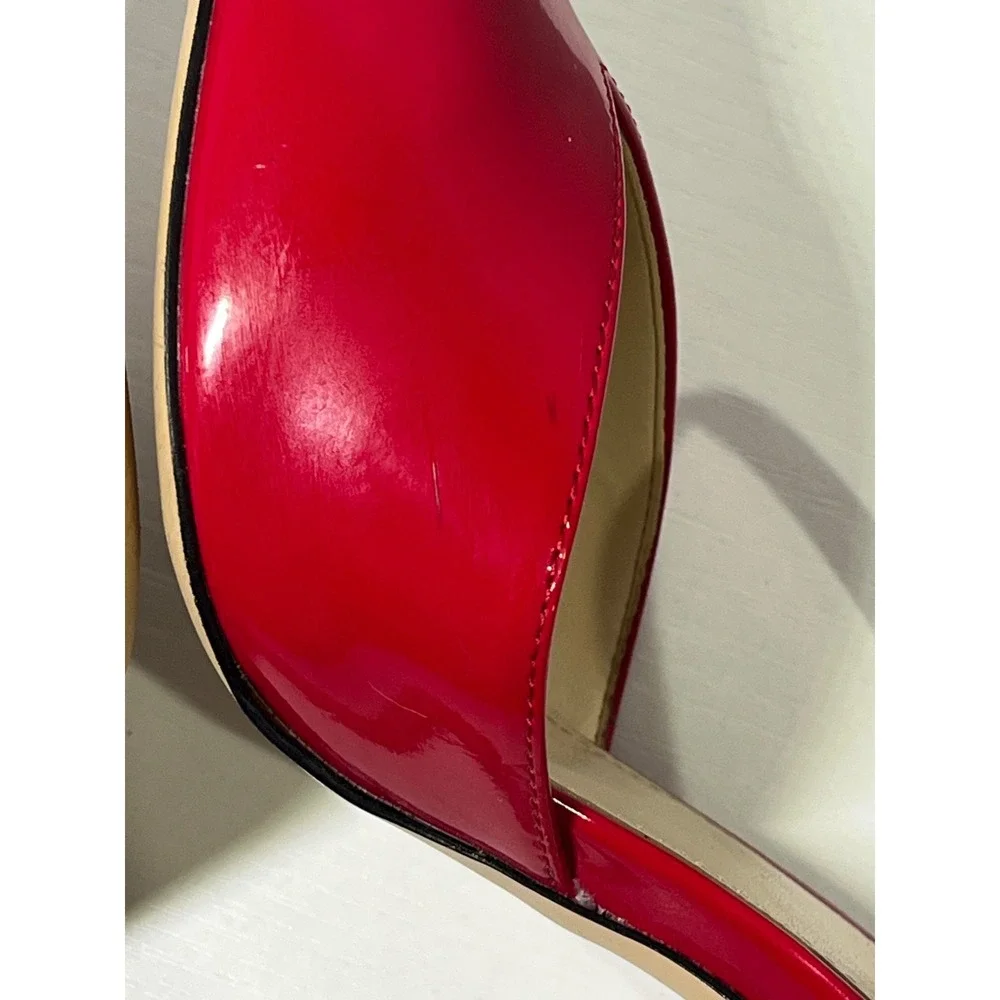Nine West Red Patent Leather Pointed Toe Mary Jane Stiletto Heels Womens Size 7M